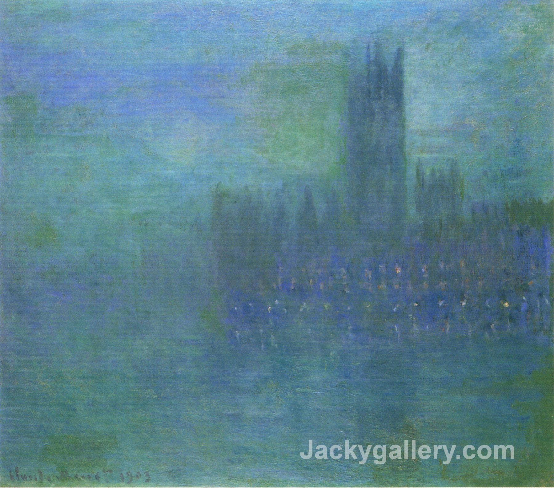 Houses of Parlilament, Fog Effect by Claude Monet paintings reproduction